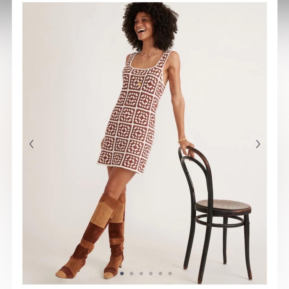 NWT - Celeste Crochet Dress in Brown/White